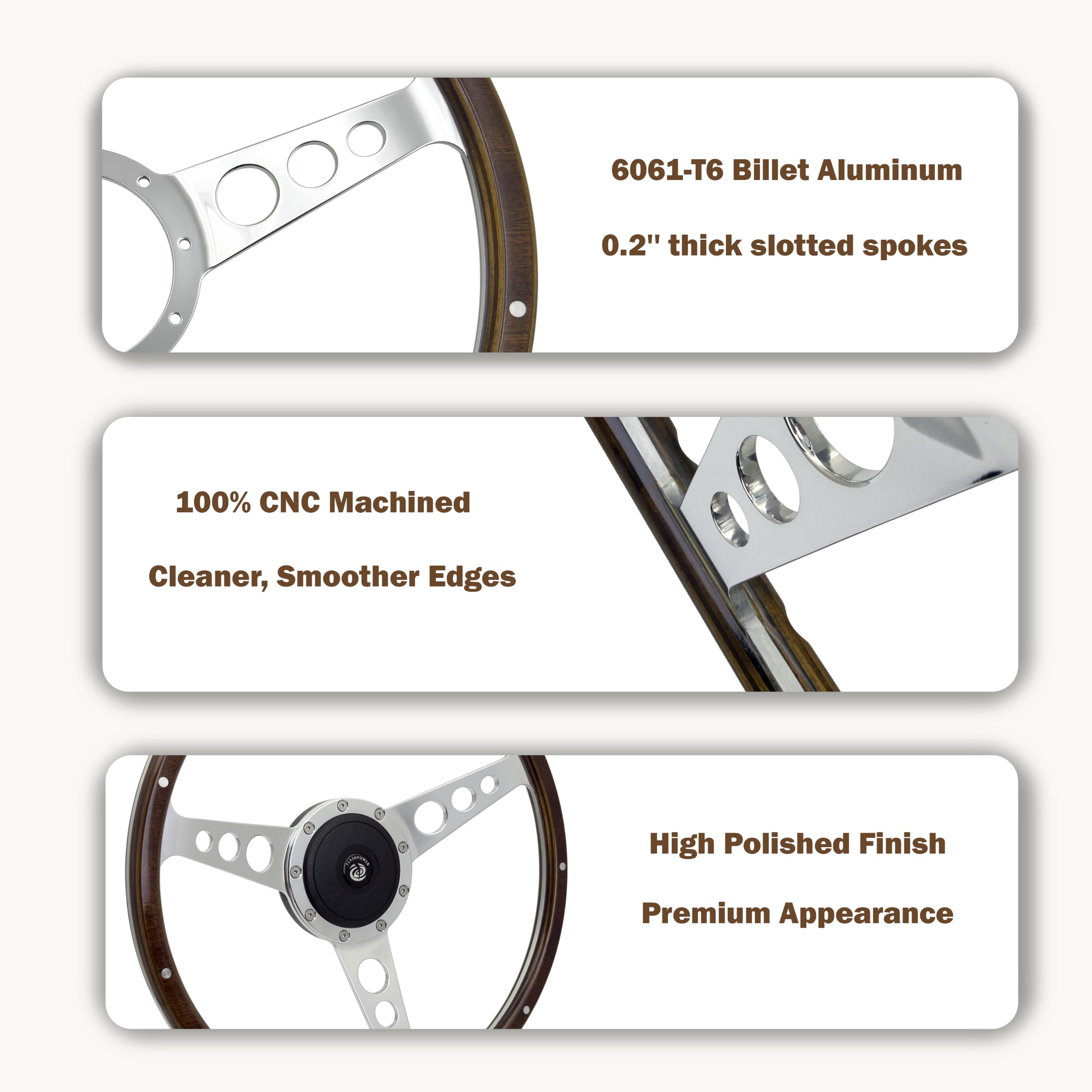 Amazon.com: Flashpower 13'' Classic 9 Bolt Riveted Wood Steering